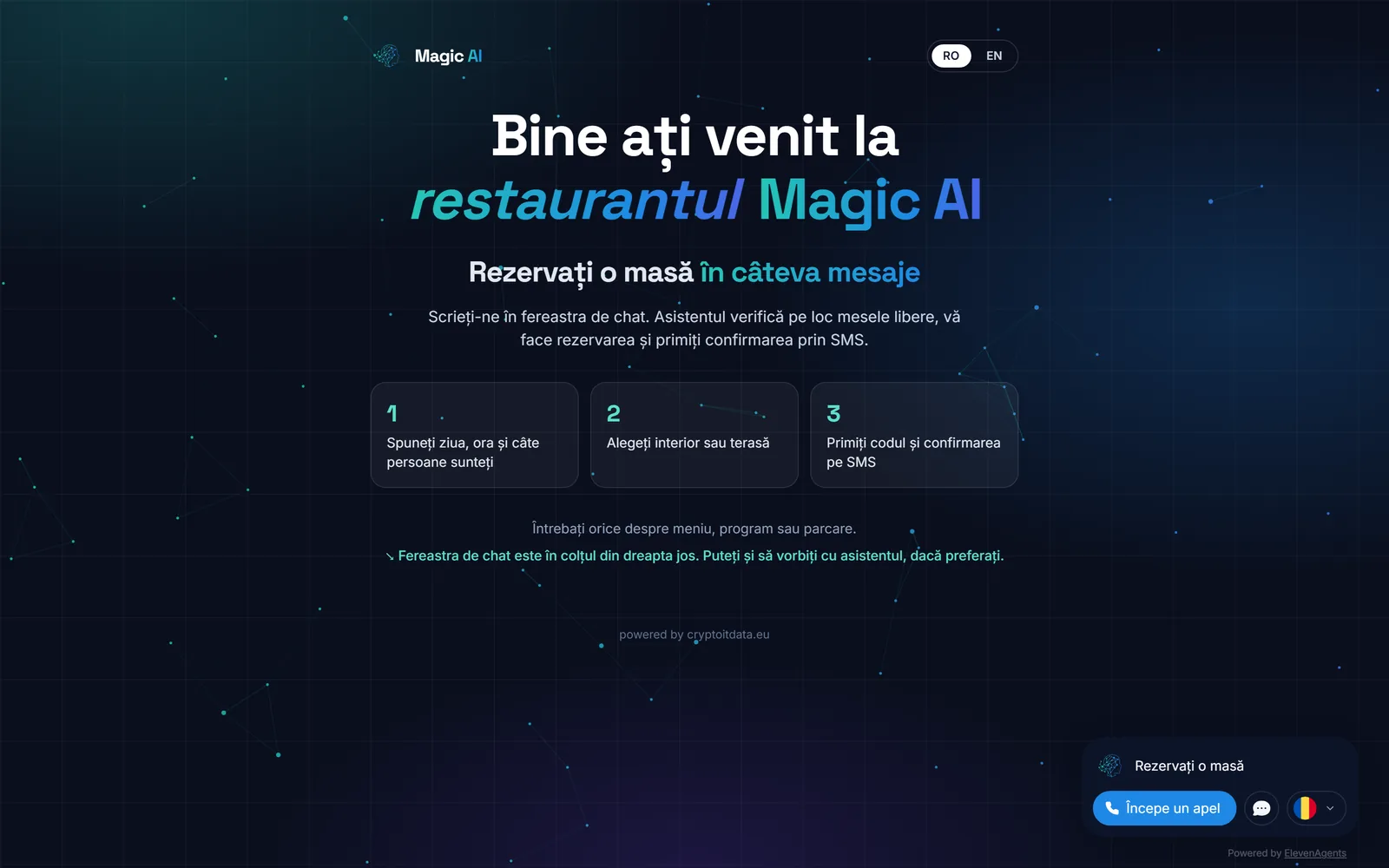 Pagina de chat pentru rezervări