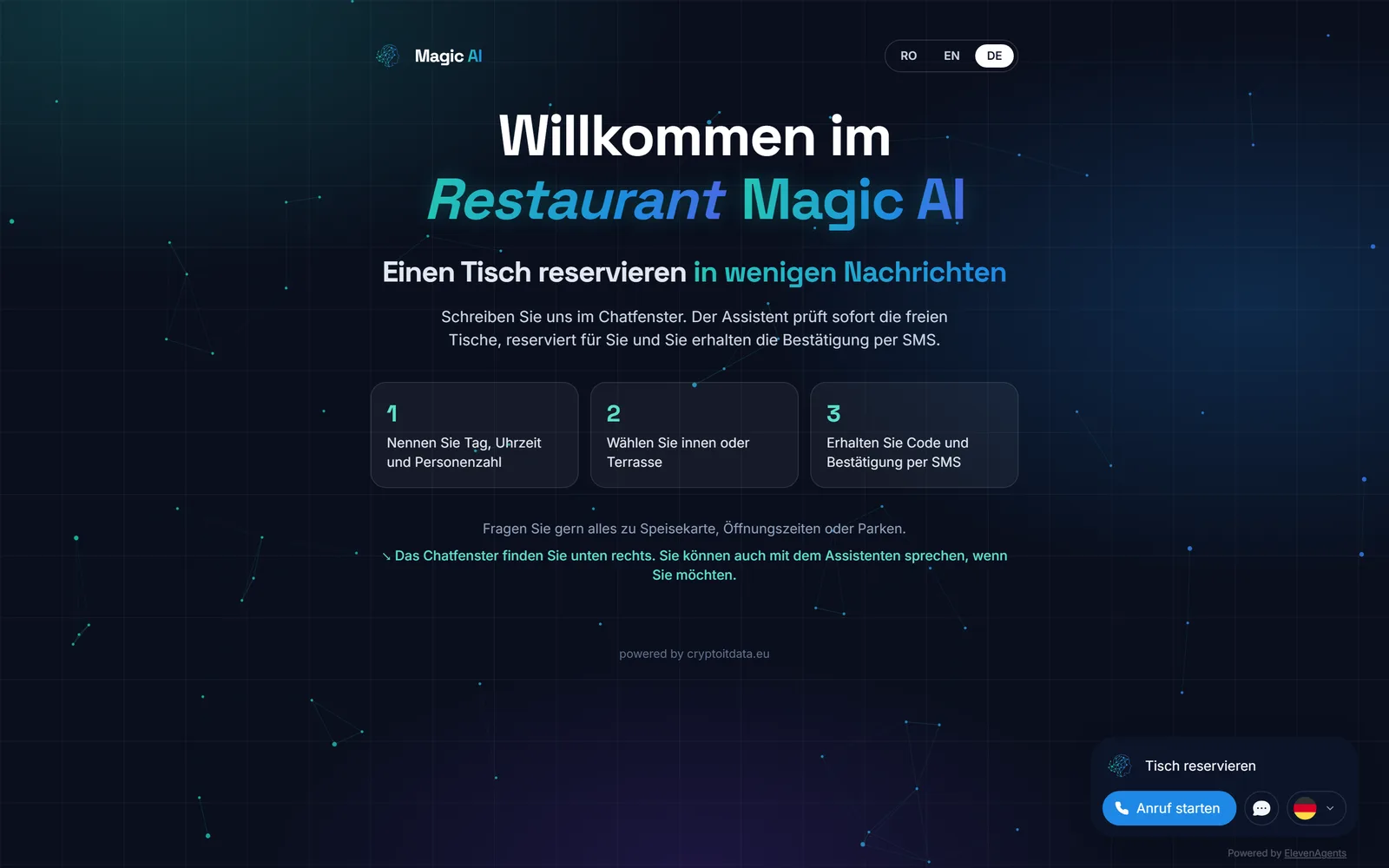 Chat-Seite für Reservierungen